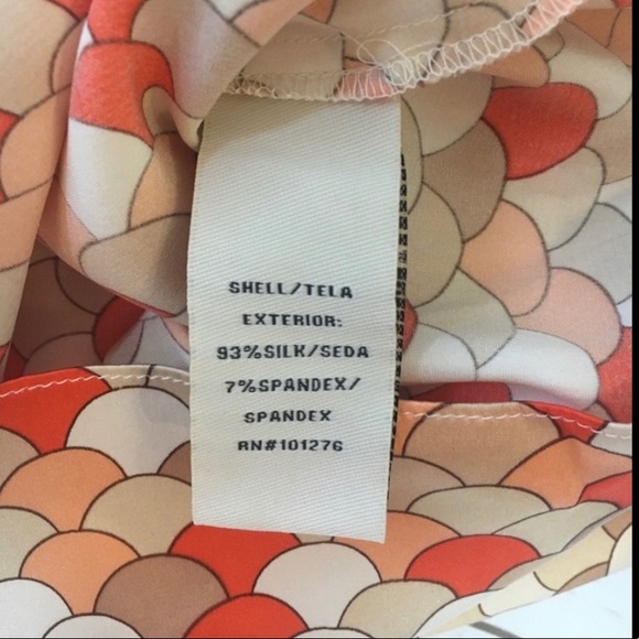 ECI New York Retro Peacock Pattern Silk Collar blouse Size Medium - Picture 7 of 8